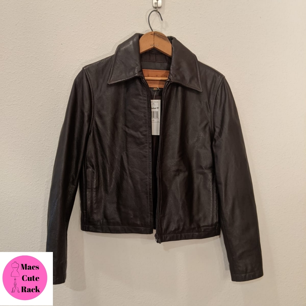 Timberland Chocolate Brown Leather Jacket NWT